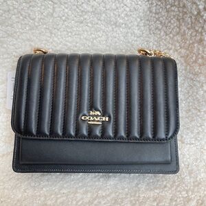 NWT Coach Black Quilted Puffy Klare Linear Quilted Leather Crossbody Handbag